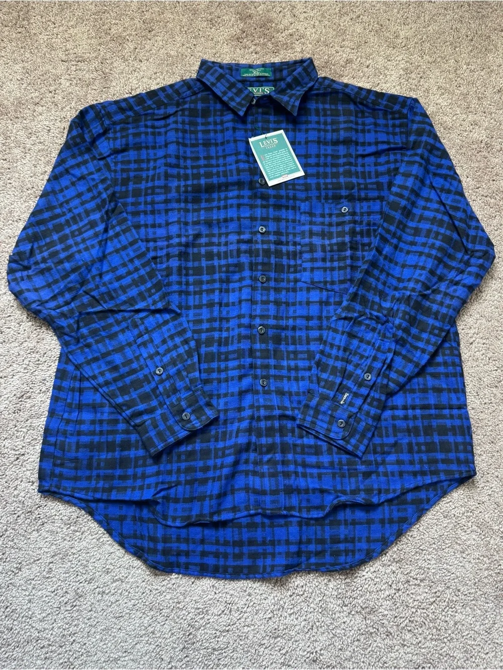 Vintage ‘91 Levi’s Sutter Creek Flannel Shirt Mens XL Blue Plaid Workwear Grunge